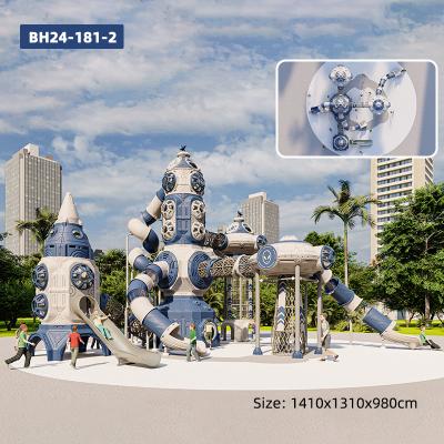 KUTE Space-Themed Commercial Outdoor Playground Equipment	Large Rocket Kids Slide Combo