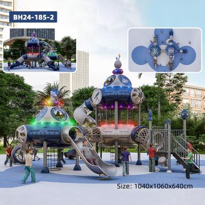 KUTE  LED Space-Themed Outdoor Playground Commercial Kids Slide Combo