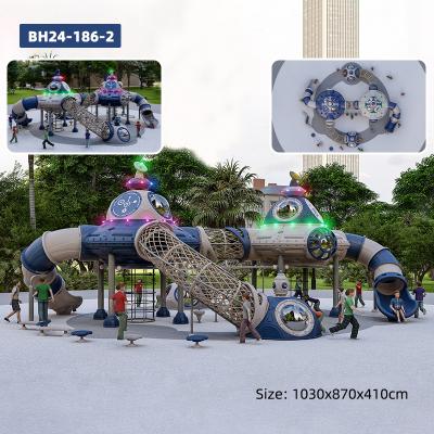 KUTE  LED Space-Themed Commercial Outdoor Playground	Kids Multi-Platform Slide Combo