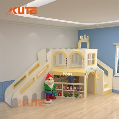 KUTE Macaron-Style Multi-Functional Role-Play Playhouse | Pretend Play Toy Shop & Slide Combo for Toddlers